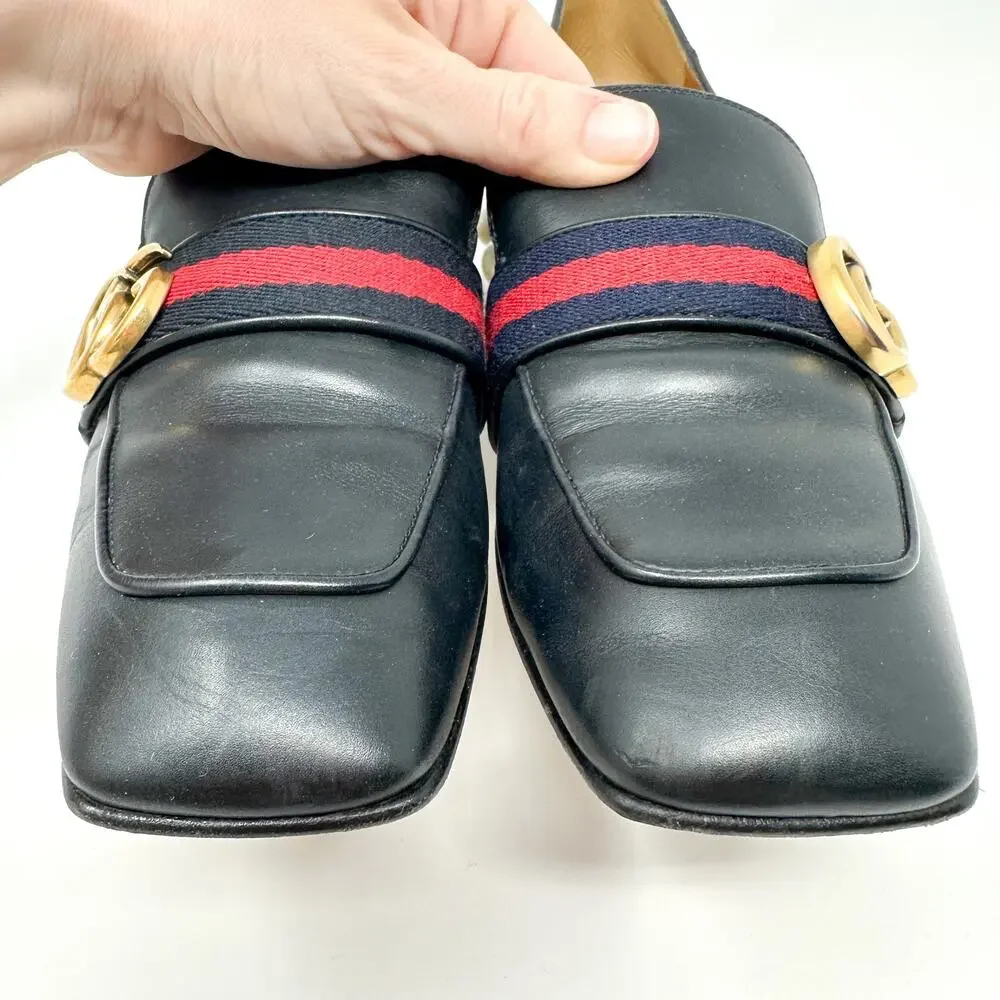 Gucci Peyton Pearl Heel Loafer Black EU 39 US 9